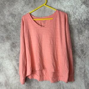 LOFT Women's Coral Long Sleeve Top Peach XXL